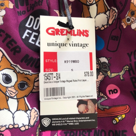 Gremlins x Unique Vintage Mogwai Rules Print Jayne Swing Skirt, NWT - Picture 7 of 11